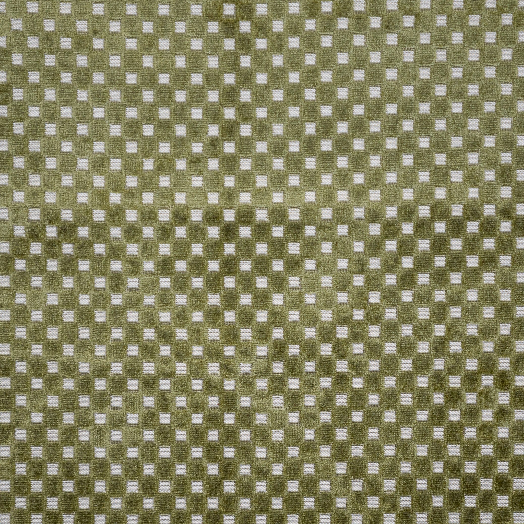 Olive Green Velvet Upholstery Fabric - Green Geometric