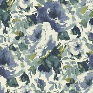 Blue Floral Upholstery Fabric - Multicolored Floral Fabric for Drapery and Pillows - Green Blue Floral Fabric for Furniture - SP 946
