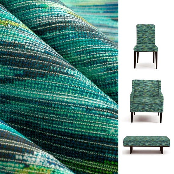 Teal Upholstery Fabric Blue Green Upholstery Fabric for Furniture  Chartreuse and Peacock Blue Fabric for Chairs and Sofas SP 133 