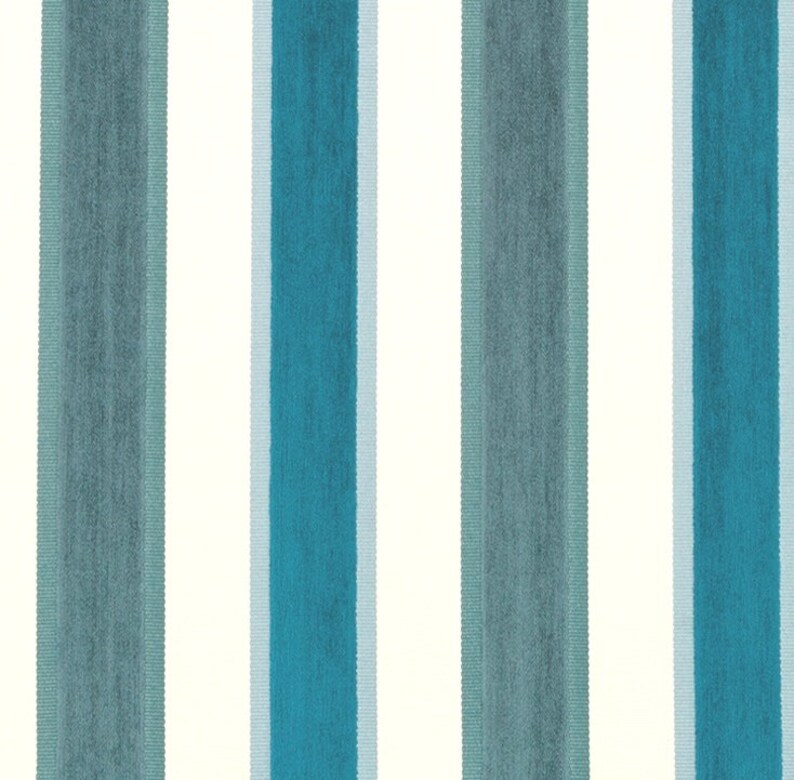 Blue Velvet Stripe Custom Roman Shades Peacock Blue Velvet Stripe Upholstery Fabric for Furniture Modern Custom Blue Velvet Pillow