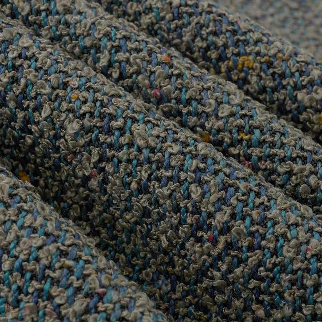 Peacock Blue Tweed Upholstery Fabric for Furniture Multicolored Woven