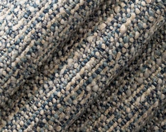 Light Blue Tweed Upholstery Fabric - Blue Brown Fabric for Furniture - Heavy Duty Navy Blue Performance Fabric - SP 427