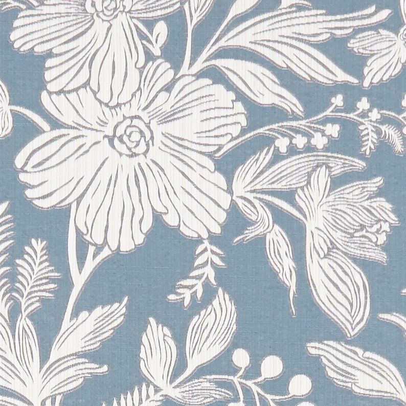 Light Blue Floral Upholstery Fabric by the Yard Modern Light Etsy