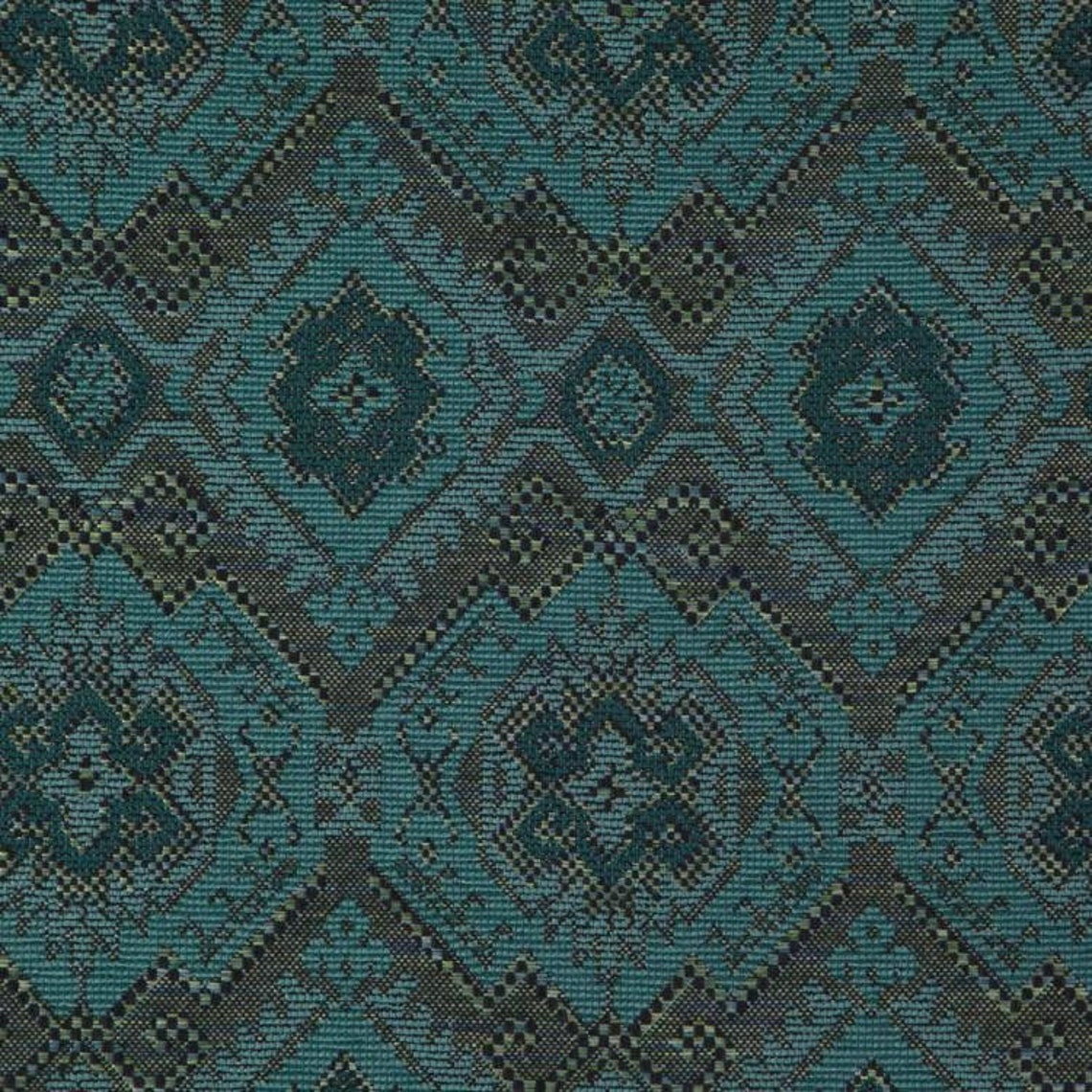 Teal Grey Upholstery Fabric by the Yard Durable Teal Damask Etsy