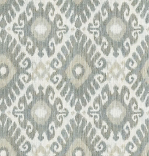 Grey Ikat Upholstery Fabric Grey Geometric Curtains Custom Etsy