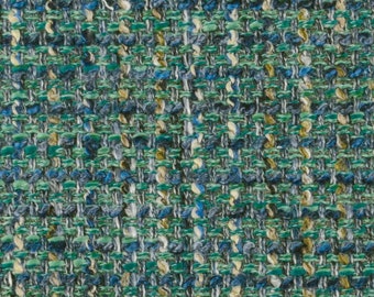 Emerald Green Tweed Upholstery Fabric for Furniture - Green Blue Small Scale Woven Upholstery Fabric