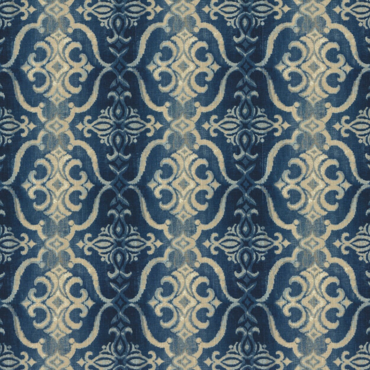 Navy Blue Upholstery Fabric Custom Blue Ikat Curtains Roman Etsy
