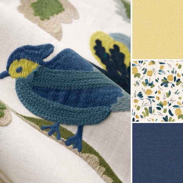 Blue Yellow Fabric Etsy