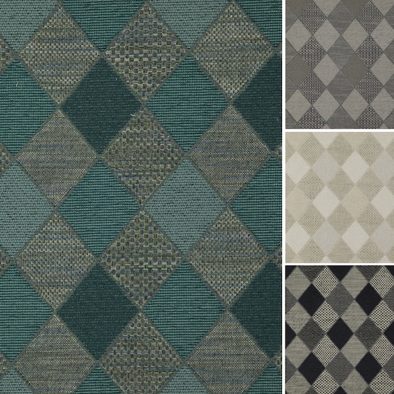 Teal Upholstery Fabric Black Grey Geometric Fabric for Furniture Grey  Diamond Design Fabric for Chairs and Sofas SP 827 