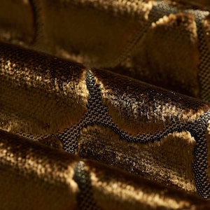 Bronze Animal Velvet Upholstery Fabric for Furniture - Brown Crocodile Velvet Fabric - Metallic Brown Animal Velvet for Chairs - SP 231