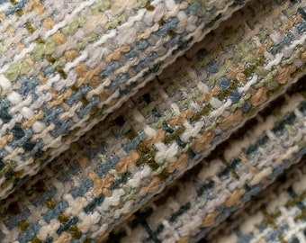 Olive Green Upholstery Fabric - Multicolored Woven Fabric for Furniture - Blue Grey Fabric - Gold Blue Fabric - SP 576