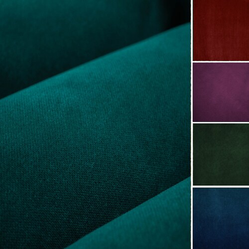 Order Teal Velvet Upholstery Fabric for Furniture - Durable Heavyweight Jewel Tone Color Velvet for Sofas Chairs and Pillows - 8 Colors Available