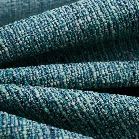Teal Blue Upholstery Fabric for Furniture Turquoise Tweed Fabric