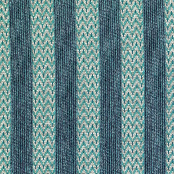 Modern Teal Stripe Upholstery Fabric Custom Dark Teal Etsy