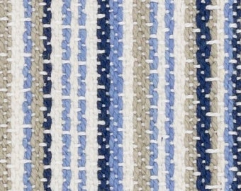 Navy Blue Upholstery Fabric for Furniture - Light Blue Stripe Upholstery Fabric - Navy Blue and Taupe Furniture Fabric - Multicolored Fabric
