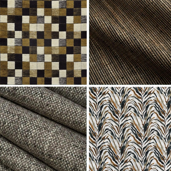 Dark Brown Geometric Upholstery Fabric Black Brown Fabric Etsy