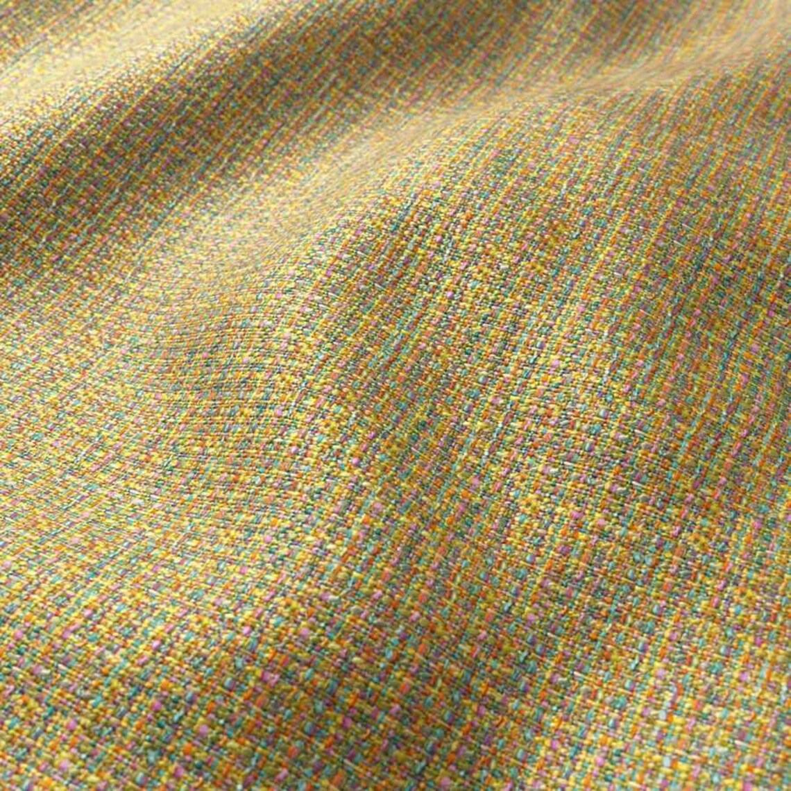 Pink Aqua Tweed Upholstery Fabric Stain Resistant Chartreuse Etsy