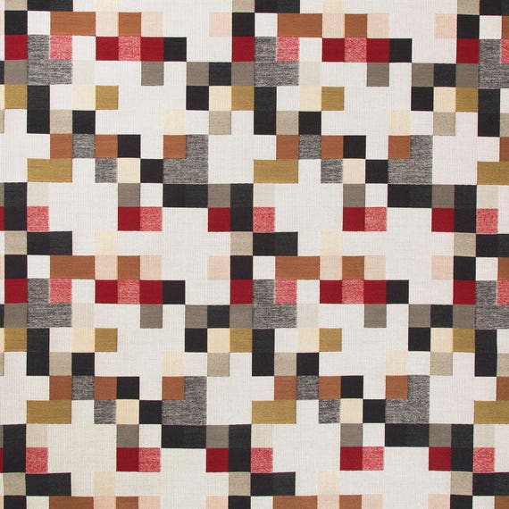 red grey geometric upholstery fabric heavyweight black white etsy