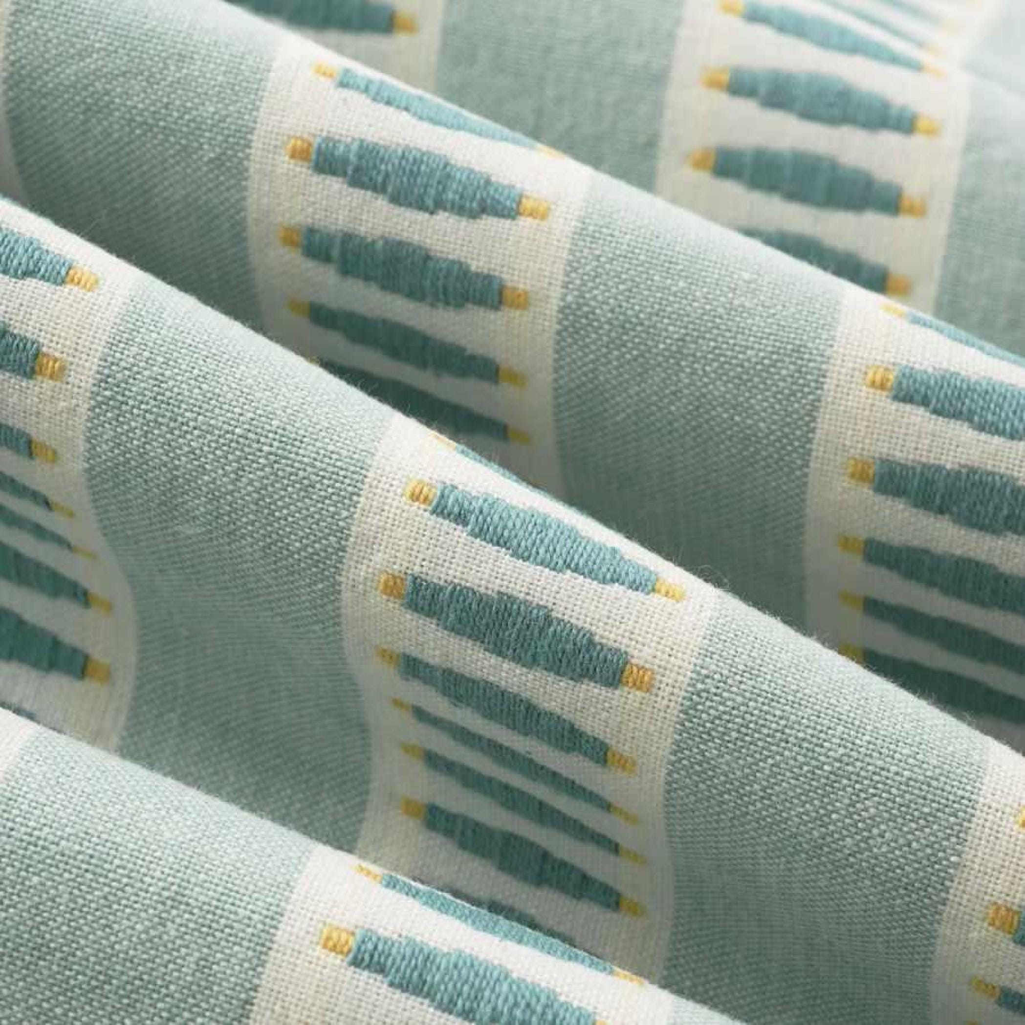 Aqua Upholstery Fabric - Aqua Blue Yellow Fabric for Furniture - Aqua