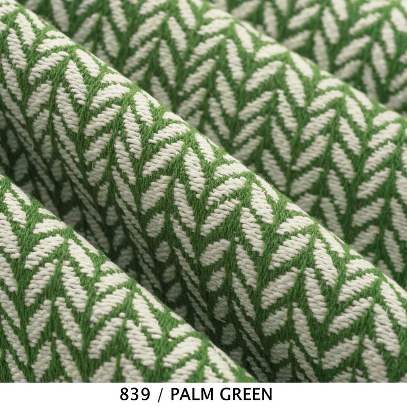 Chartreuse Upholstery Fabric With Leaves Indigo Blue Etsy