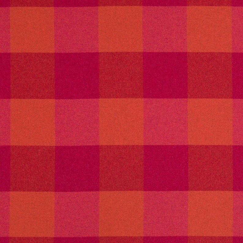 Pink Orange Plaid Fabric ON SALE | Etsy