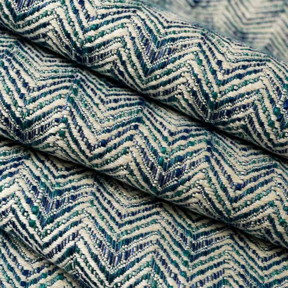 Blue Green Upholstery Fabric Crypton Herringbone Upholstery Etsy