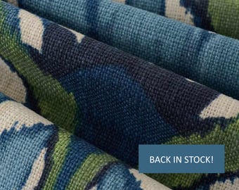 Navy Blue Upholstery Fabric - Navy Green Floral Drapery Fabric - Multicolored Floral Fabric - Navy Blue Drapery Fabric - SP 935