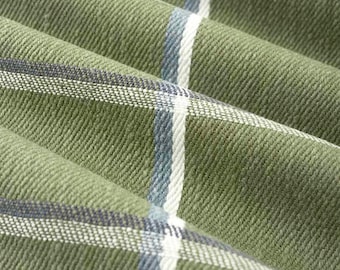 2 Yards Olive Green Upholstery Fabric - Multicolored Plaid Fabric for Furniture - Blue Green Medium Scale Plaid Fabric