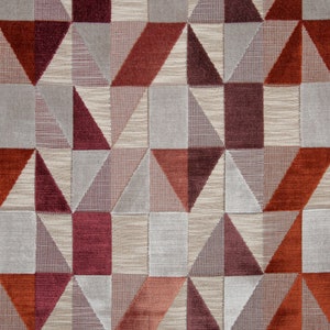 Burgundy Velvet Upholstery Fabric - Orange Velvet for Furniture - Treated Multicolored Velvet - Modern Cut Velvet  SP 100