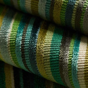 Green Velvet Upholstery Fabric - Teal Stripe Velvet Fabric for Furniture - Aqua Blue Velvet - Chartreuse Velvet Stripe Fabric - SP 187