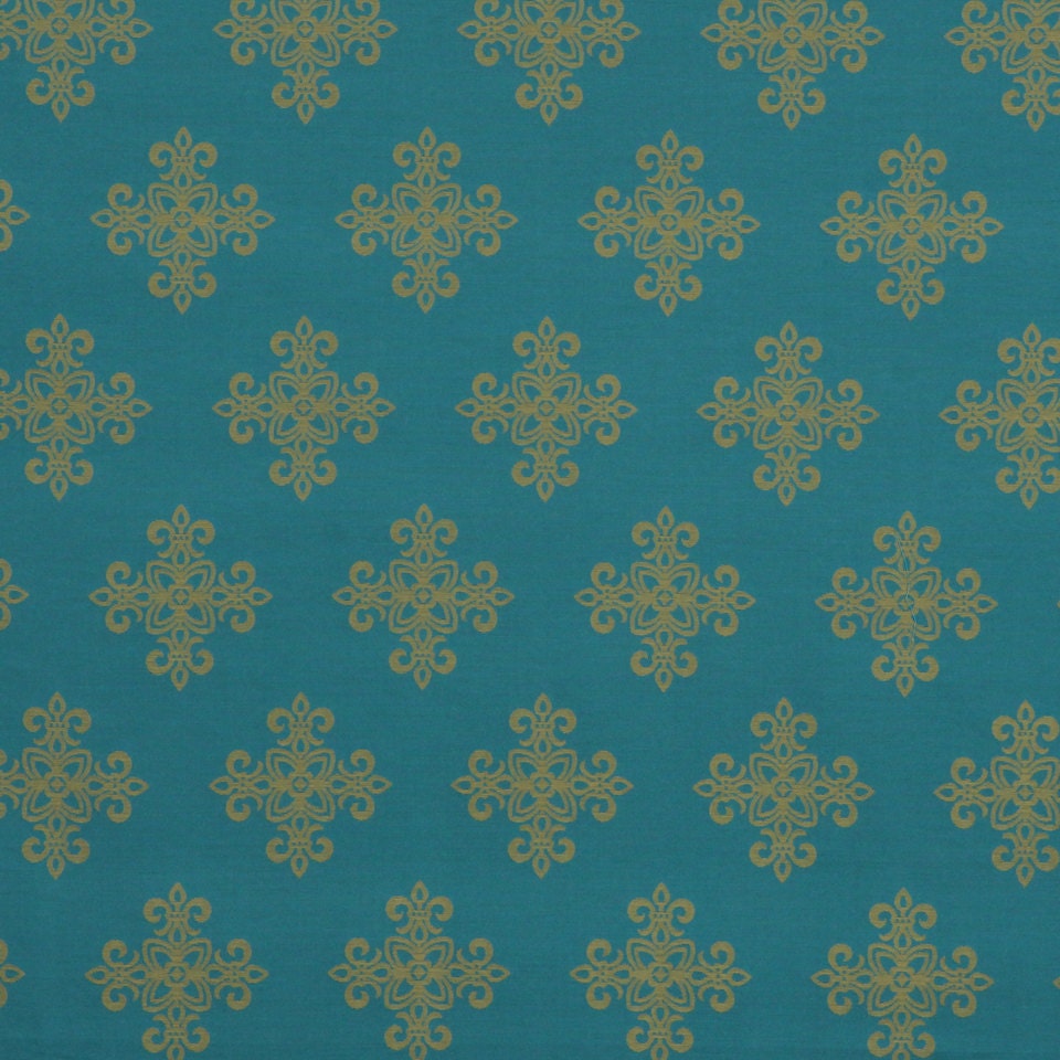 Turquoise and Gold Fabric for Furniture Upholstery ON SALE Etsy