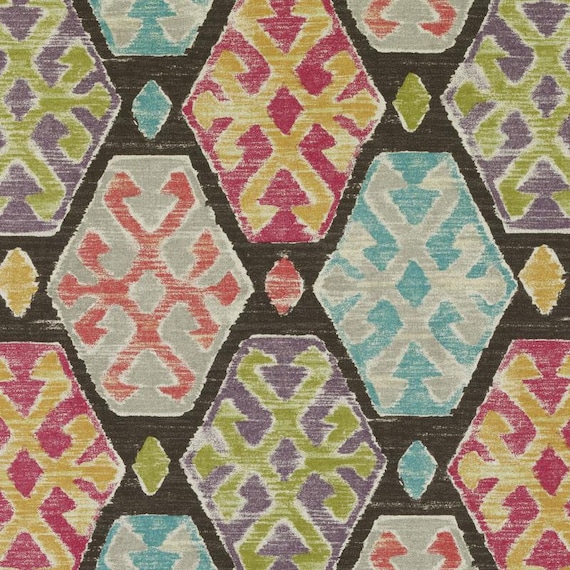 Multicolor Ikat Cotton Upholstery Fabric by the Yard Aqua | Etsy Multicolor Ikat Cotton Upholstery Fabric by the Yard Aqua | Etsy