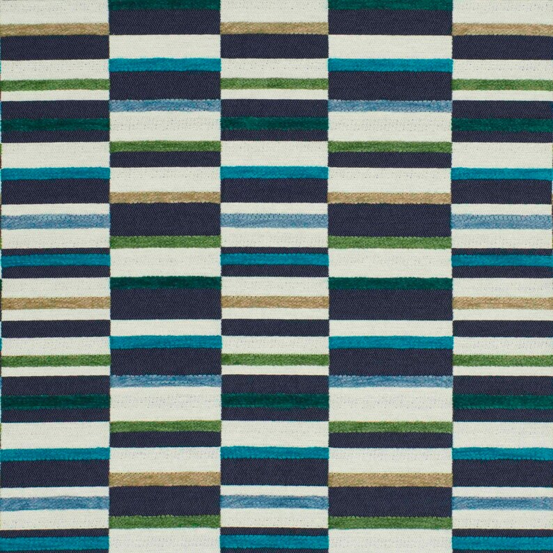 Turquoise Navy Blue Upholstery Fabric Stain Resistant Blue Etsy