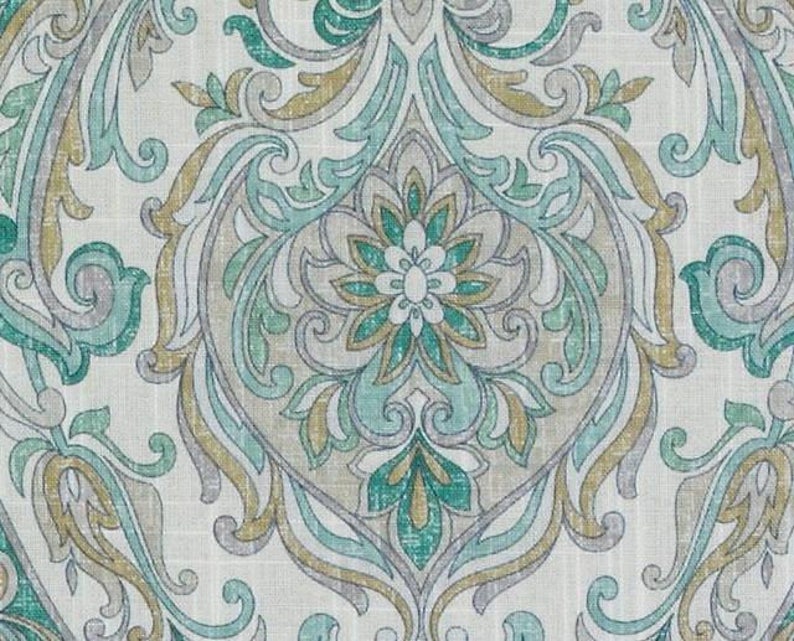 Teal Paisley Upholstery Fabric by the Yard Teal Large Scale Etsy