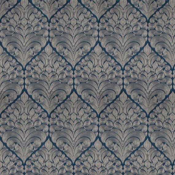 Navy Blue Grey Upholstery Fabric Dark Blue Woven Fabric for Etsy
