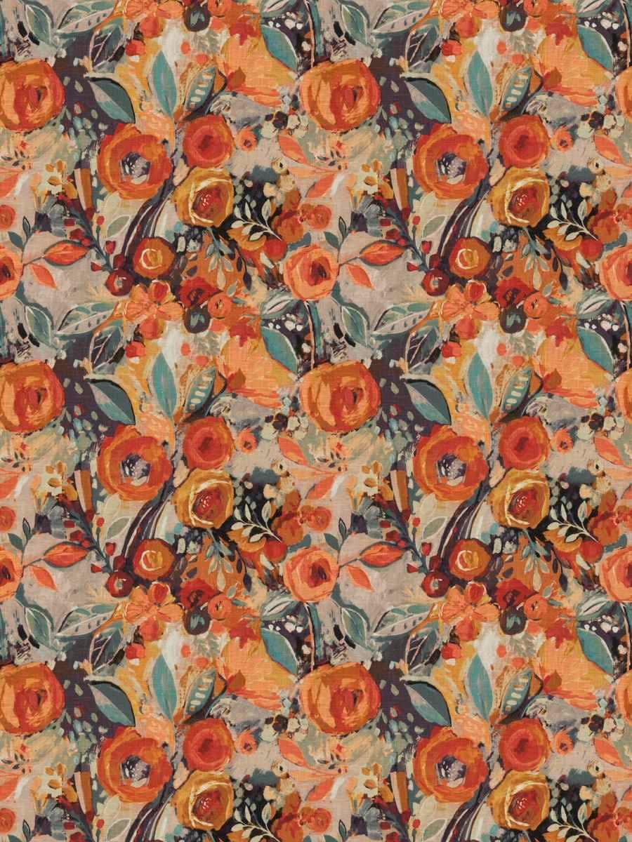 Traditional Fabric by the Yard, Pattern with Abstract Design Elements  Floral Motif and Stars Mosaic Tile, Decorative Upholstery Fabric for Chairs  & Home Accents, Orange Blue Cream by Ambesonne 