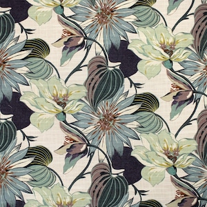 Blue Grey Upholstery Fabric - Multicolored Floral Drapery Fabric -  Lavender Fabric for Furniture and Curtains - Mint Green Fabric - SP 619