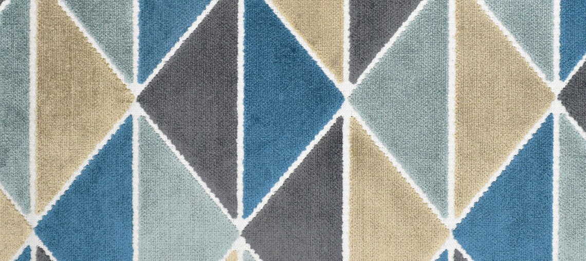 Blue Grey Velvet Upholstery Fabric for Furniture Geometric Etsy
