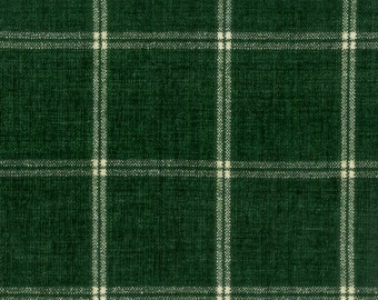Dark Green Plaid Upholstery Fabric for Furniture - Hunter Green Durable Fabric for Sofas and Chairs - Green Plaid Pillow Fabric - SP 7867