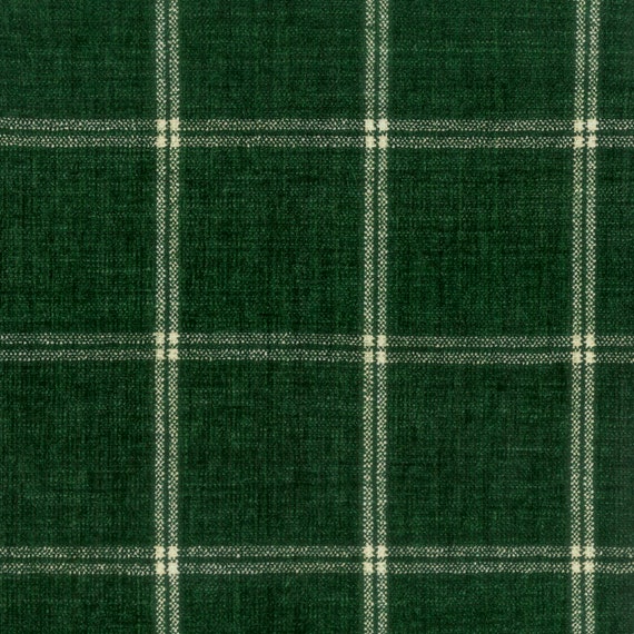 Dark Green Plaid Upholstery Fabric for Furniture Hunter Etsy