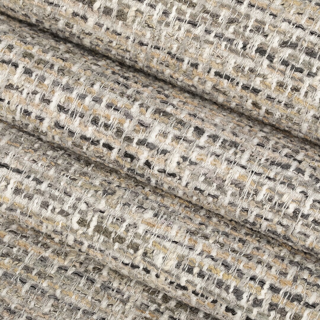 Grey Crypton Upholstery Fabric Stain Resistant Taupe Tweed Fabric for
