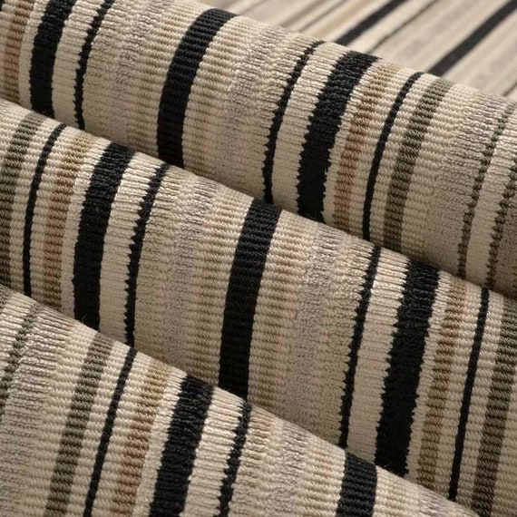 Striped Raised Chenille Velvet in Dark Blue and Brown | R-DIXON BLUESTONE|  Upholstery Fabric | Regal Fabrics Brand | 54 inch Wide | By the Yard