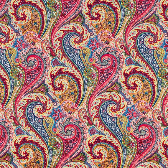Paisley Linen Fabric Modern Paisley Upholstery Fabric by the Etsy
