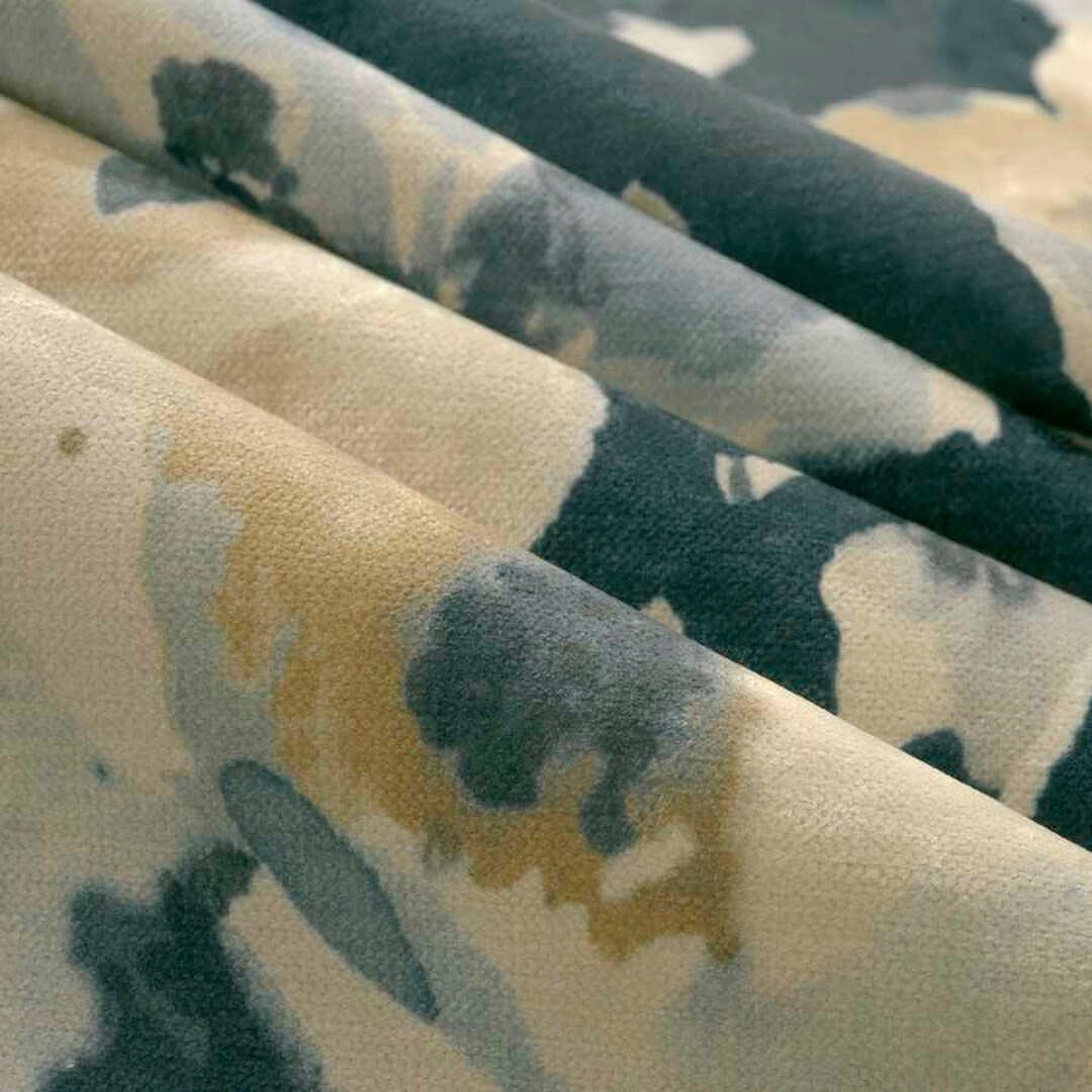 Teal Blue Floral Velvet Upholstery Fabric Teal Gold Floral Velvet