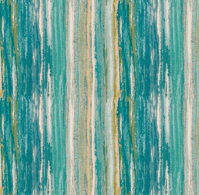 Teal Gold Upholstery Fabric by the Yard Abstract Turquoise Etsy