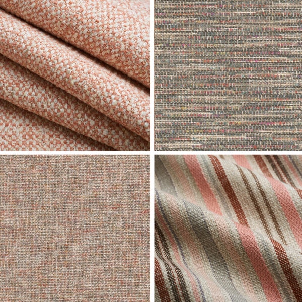 Blush Pink Upholstery Fabric - Light Pink Crypton Tweed Fabric for Furniture - Blush Pink Stripe Fabric - Rose Pink Upholstery Fabric