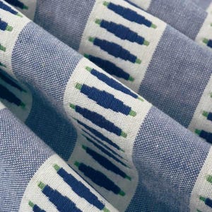 Blue Green Upholstery Fabric - Blue Stripe Fabric for Furniture - Blue Green Drapery and Roman Shade Fabric - SP 97