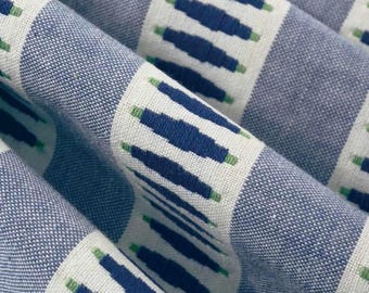Blue Green Upholstery Fabric - Blue Stripe Fabric for Furniture - Blue Green Drapery and Roman Shade Fabric - SP 97