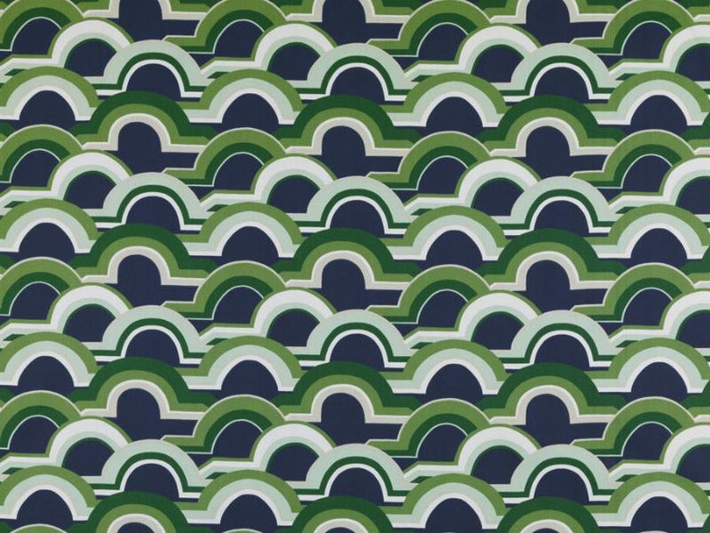 Emerald Green and Navy Blue Geometric Upholstery Fabric ...