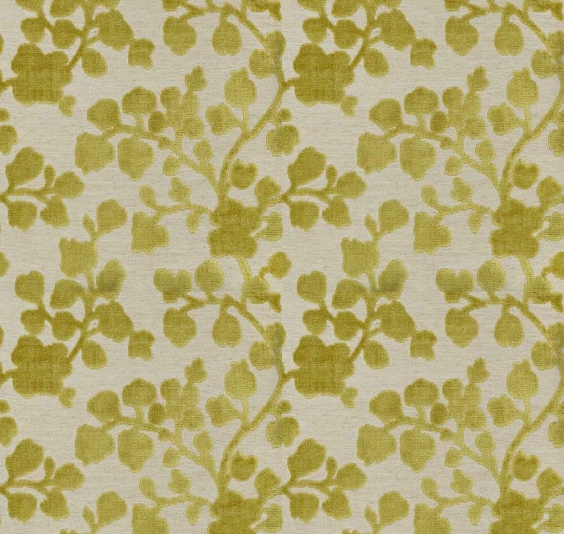 Chartreuse Floral Velvet Upholstery Fabric Raised Velvet Etsy